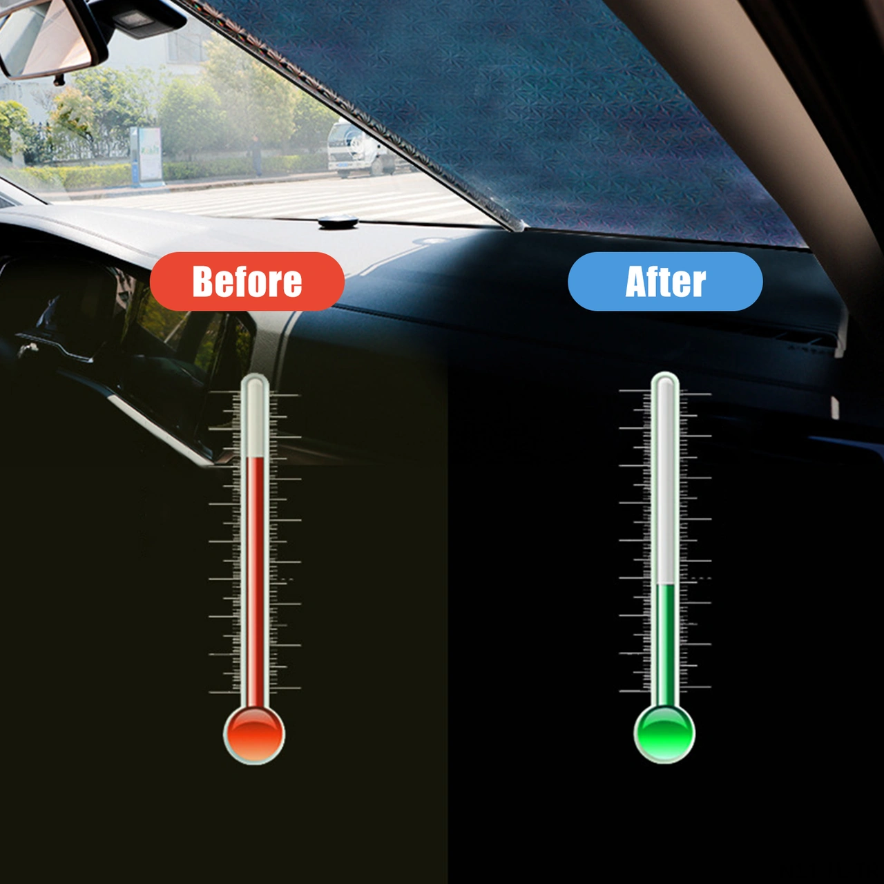 Lemestar 50x125cm Ön Cam Güneşlik, Otomatik Geri Çekilebilir, Isı Ve Uv Engeli, 3 Süpürgeyle Kurulum Kolay, Y-5214 Modeli