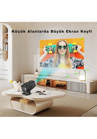 Android Wifi Taşınabilir Projektör 4k Ultra Hd, Bluetooth 5.0, Hoparlör, Akıllı Mini Projeksiyon