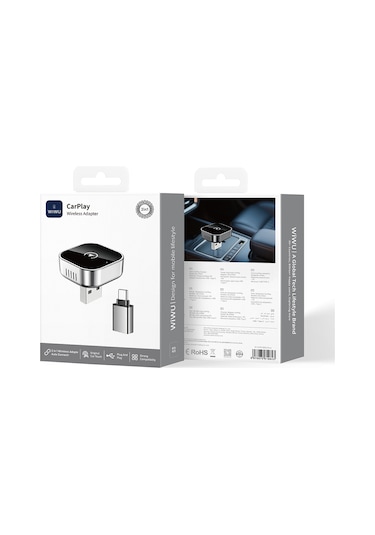 Wiwu Wi-cp003 2in1 Carplay Usb Wireless Transmitter Adaptör Gümüş