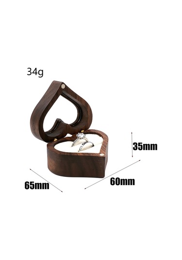 Kangvka Kahverengi Ahşap Kalp Kutu, Beyaz Kadife İç, İki Yerinli Yüzük Kutusu, Hediye Veya Kişisel Depolama, Rb513-c2 Çok Renkli