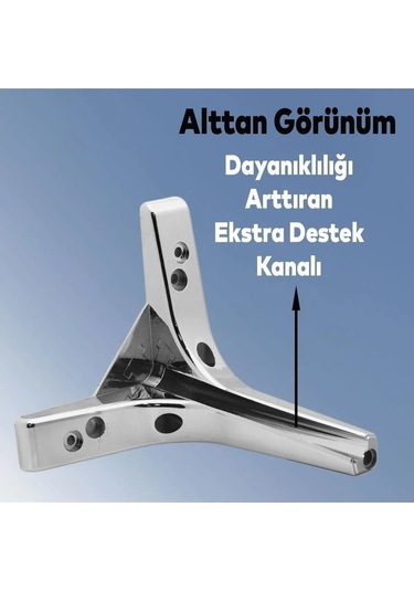 Yonca Lüks Mobilya Kanepe Sehpa Tv Ünitesi Koltuk Ayağı 14 Cm Parlak Krom Baza Ayakları Gri Tekli Ko Renkli