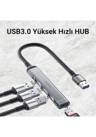 VegGieg Usb 3.0 4 Port 3 Usb 2.0 Ve 1 Usb 3.0 Çoklayıcı Hub