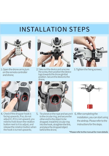 Startrc 1130119 Djı Mini 4 Pro Drone Throne Airdrop Yük Taşıma Taşımacılığı Cihazı İçin Hafif Duyarlı Bırakma Sistemi, Yerleşik Pil