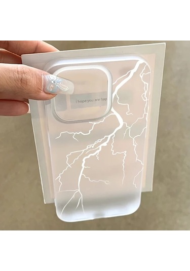 Fochsia iPhone Uyumlu 11 Pro Max Mat Yarı Saydam Yıldırım Desenli Silikon Kılıf