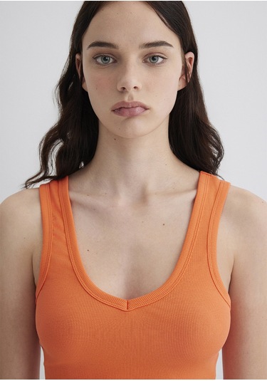 Mavi V Yaka Basic Crop Turuncu Kadın Kolsuz T-shirt M1612375-71272 Turuncu