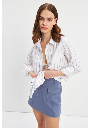 Stella Pulvis Lila Çizgili Basic Gömlek Lila