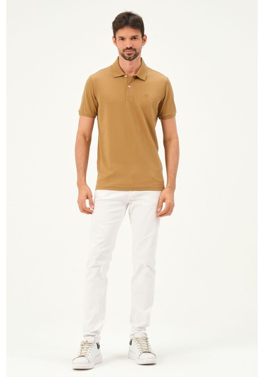 Classıc Pamuk Regular Comfort Erkek Polo Yaka Tişört Camel
