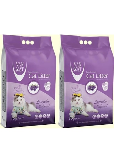 Vancat Lavanta Kokulu İnce Taneli Kedi Kumu 10 Kg 2 Adet