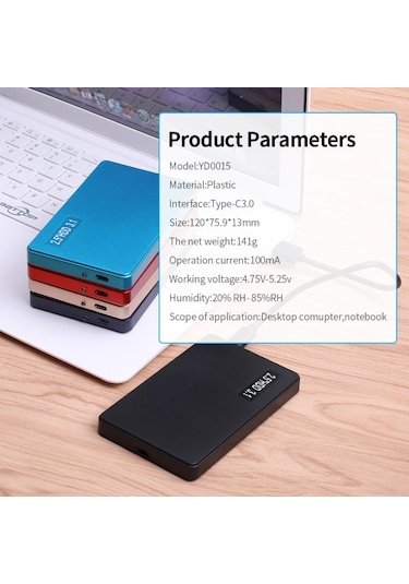 2.5'' Type-c - Usb 3.0 Harici Sabit Sürücü Taşınabilir Hdd Yüksek Aktarım Hızı Masaüstü/dizüstü Bilgisayar İçin Tak Ve Çalıştır 80 Gb Altın
