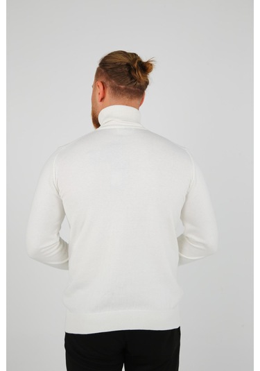 Brango 21234 Erkek Triko Kazak Beyaz