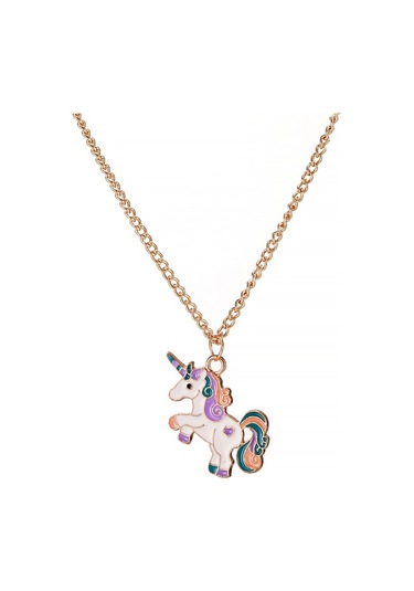 Chavin Unicorn Mineli Simli Çocuk Kolye Eh73 Beyaz
