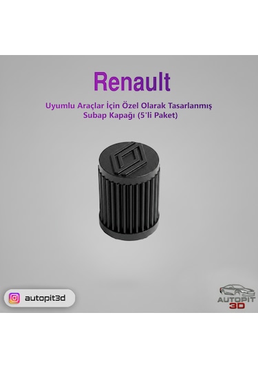 Renault Araçlar İçin Özel Olarak Tasarlanmış Lastik Subap Kapağı 5'li Paket