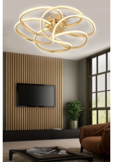 Samyeli Gold Kumandalı Ve Dimerli Beyaz, Sarı, Gün Işığı Ledli Plafonyer Avize Sb-ld-511 Gold