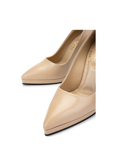 Tamer Tanca Kadın Hakiki Deri Bej Topuklu Ayakkabı 815 9382 Bn Ayk Y25 Nude Dr Nude