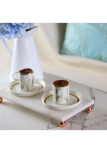 Akayev Mermer Beyaz 30X15 CM Rose Gold Boncuk Ayak Sunumluk