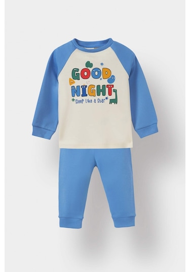 Defacto Erkek Bebek Pijama Takımı Baskılı Uzun Kollu Üst Uzun Alt F3581a525aube194 Mavi