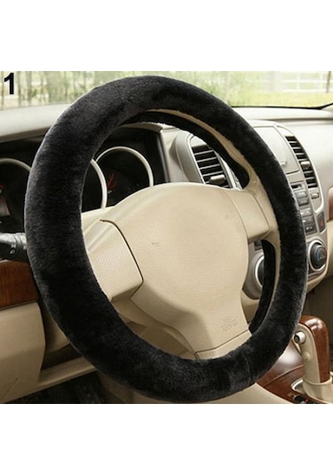 Jms Evrensel Kamyon Araba Yumuşak Peluş Direksiyon Kapağı Koruma Koruyucu Direksiyon Kılıfı Sarı