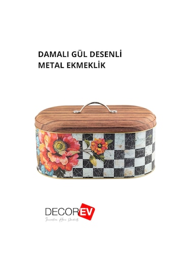 Decorev Çiçek Desenli Metal Ekmeklik