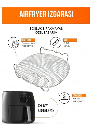 Airfryer Izgara Teli Süzgeçli Fritöz Metal Aksesuarı Xxl