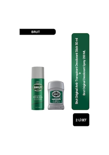 Brut Original Erkek Sprey Deodorant 200 ML + Original Stick Deodorant 50 ML