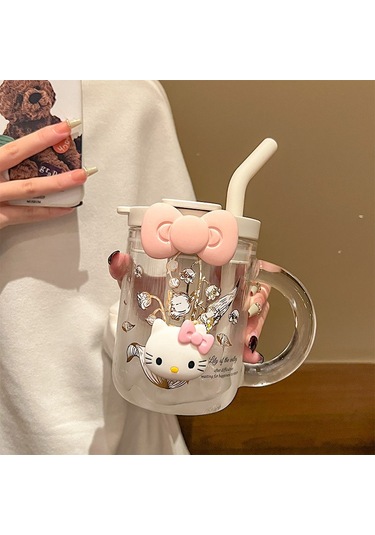 Aurora Büyükkapasiteli Cam Yeni Su Bardağıkız Hasır Fincan Çayırma Fincanı Beyaz