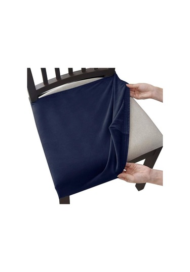 Lacivert Kadife Sandalye Koltuk Kapakları Çıkarılabilir Yıkanabilir Anti-toz Streç Spandex Yemek Odası Döşemeli Sandalye Koltuk Slipcovers