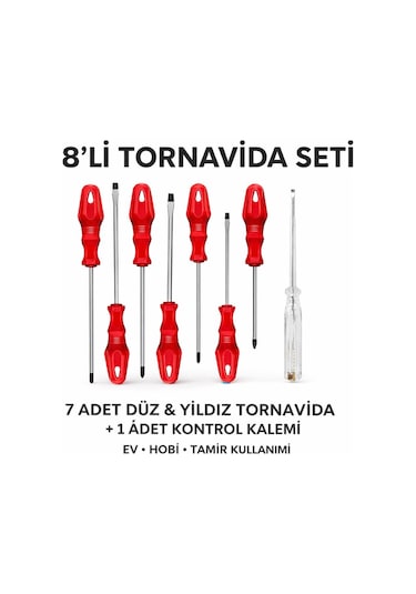 Senbang 7 Li Tornavida Seti Düz & Yıldız Tornavida + Kontrol Kalemi Ev Ve Hobi Kullanımı -