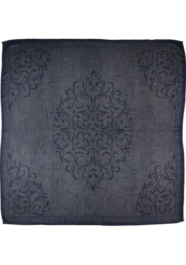 Mısırlı Eşarpları Pamuk Devore Etnik Desenli Eşarp Lacivert