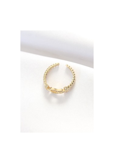 Kemer Tokası Tasarımlı Gold Renk Zirkon Taşlı Ayarlanabilir Yüzük - Tj-byk3099 Gold