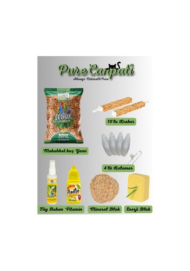 Purecanpati Muhabbet Kuş Kraker Mineral Blok Yem Tüy Bakım Enerji