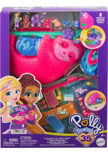 Polly Pocket Tembel Hayvan Ailesi 2'si 1 Arada Kompakt Çanta HRD40