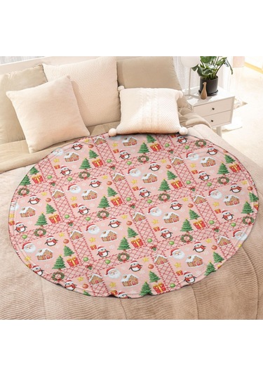 Noel Desenli 60 İnç Yuvarlak Flanel Battaniye, Yetişkin Ve Çocuk İçin, Yumuşak, Rahat Ve Hafif Noel Baba Noel Penguen