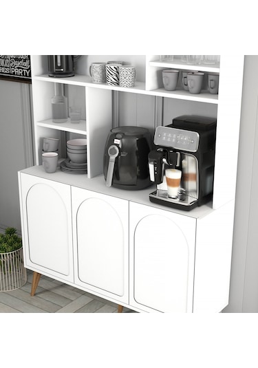 Lyon Kahve Köşesi 120cm - Beyaz / Ceviz