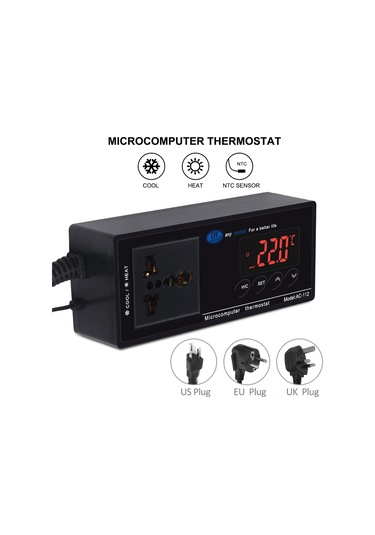 Geeksen Sıcaklık Kontrol Cihazı Akıllı Dijital Ekranlı Isıtma/soğutma Modu Serinlik Pet Bahçe Sucul Sisteme Uygulanabilir Siyah 220v Eu Standartı