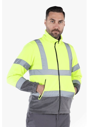 Neon Polar Ceket Sarı - Gri