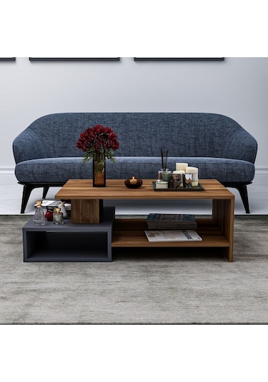 Dux Dekoratif Orta Sehpa Antrasit - Ceviz