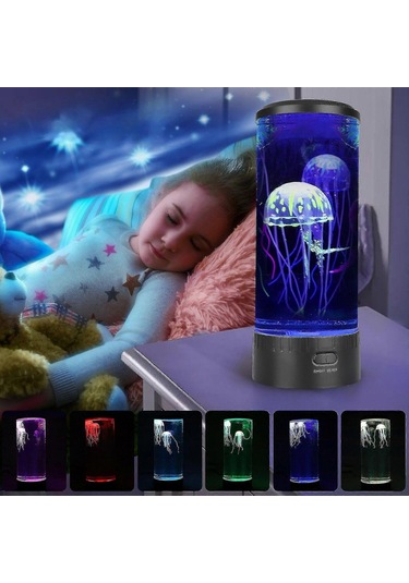 Led Denizanası Lambası, Akvaryum Tarzı Gece Lambası Çok Renkli