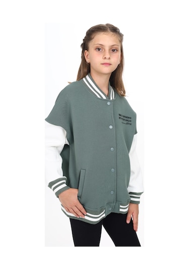 Toontoy Kız Çocuk Nakışlı Kolej Hırka Yeşil