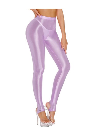 Kadın Parlak Üzengi Tayt Yüksek Bel Elastik Bel Tayt Spor Salonu Yoga Egzersiz Pantolonları Karın Kontrol Spor Pantolonları Mavi