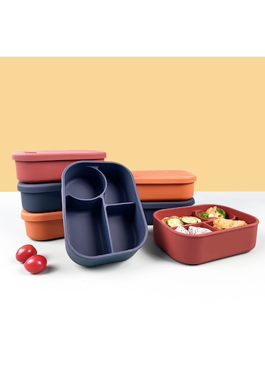 Gıda Sınıfı Silikon Öğle Yemeği Kutusu-koyu Turuncu