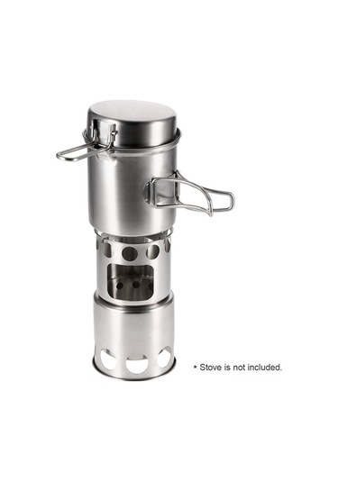 Tongxida Kamp Ve Doğa Etkinlikleri İçin Paslanmaz Çelik Tek Tencere - Taşınabilir Saklama Çantasıyla Gri Gümüş