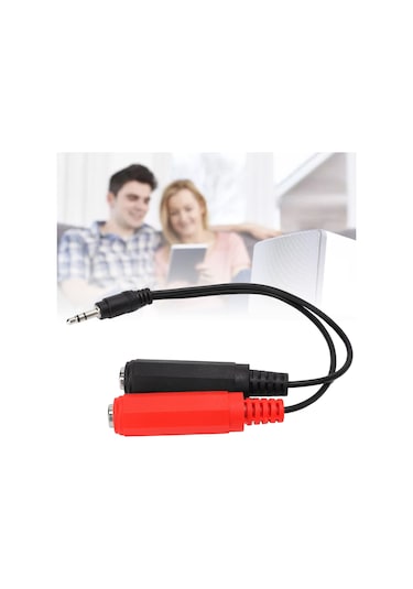 Ximistore9 20cm Uzunlukta Esnek Kordonlu 3.5mm Erkekden Çift 6.35mm Dişeye Ses Adaptörü - Sinyal Kaybı Azaltan, Plug & Play Ses Kablo Dönüştürücü