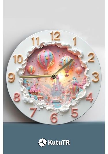 Sessiz Yuvarlak Ahşap Duvar Saati, Kuvars Hareketli 3d Görünümlü 2d Saat Sdw102 Renkli