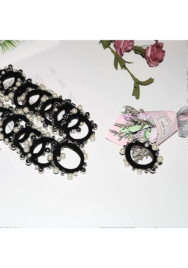 Zarif Bayan Kızlar Moda İnci At Kuyruğu Tutucu, Elastik Saç Aksesuarları Kristal Saç Halatları Kadınlar Ve Kızlar İçin 10 Adet Çok Renkli