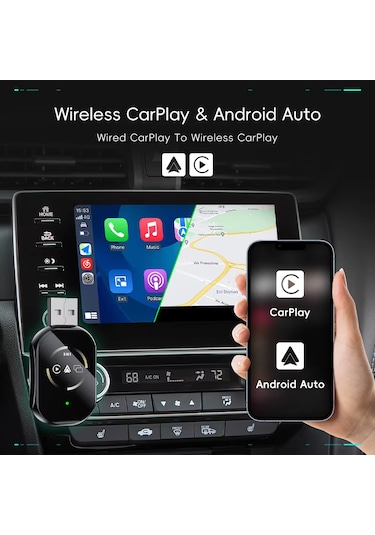 Q1 3in1 Kablosuz Carplay Adaptörü Ekran Yansıtma Telefon Kontrolü Sadece Apple İos İphone İçin Diğer