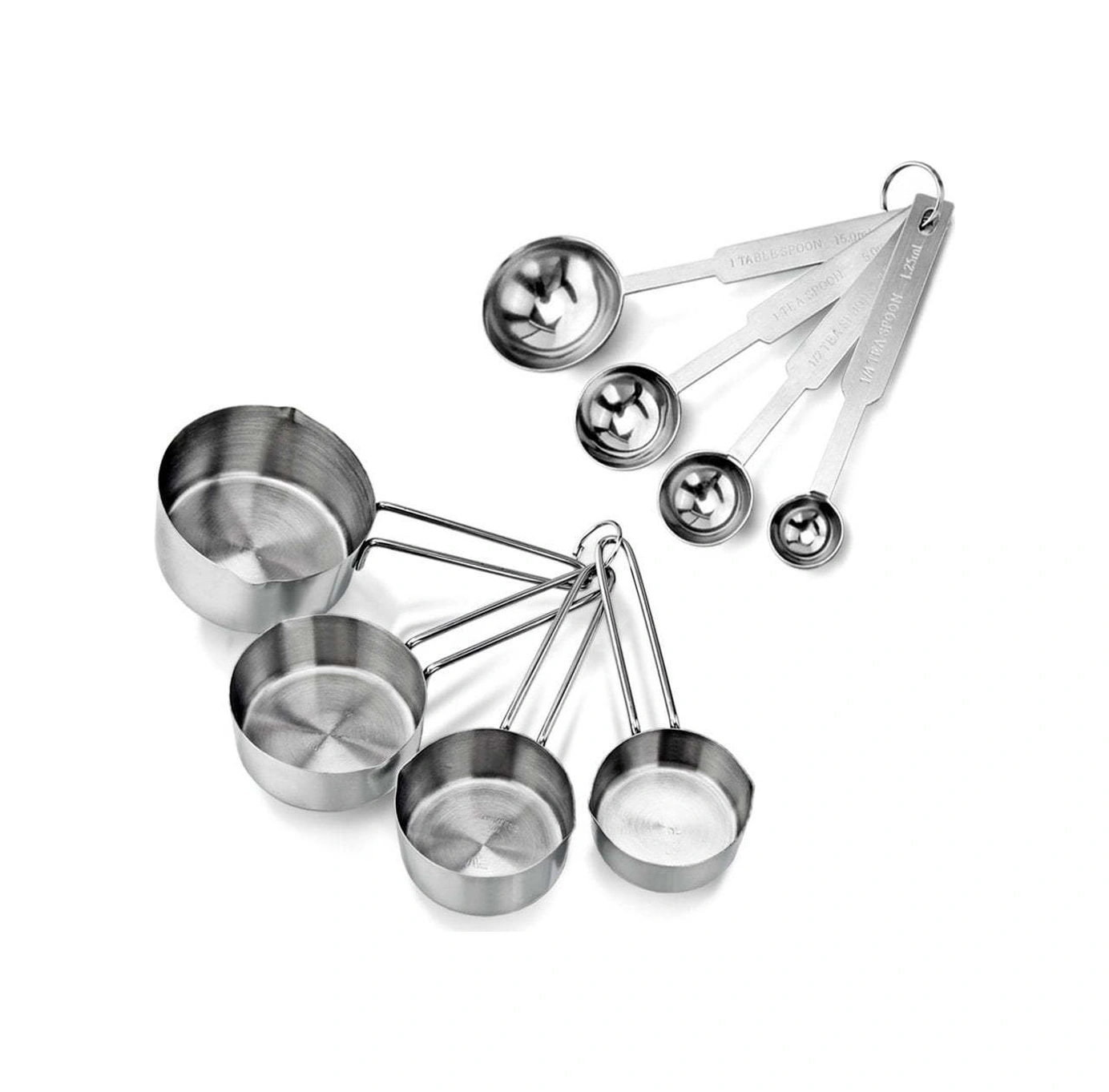 Konesam Stokelebilir 8 Parça Paslanmaz Çelik Ölçü Kase Ve Kaşık Seti - Pişirme Ve Pastacılık İçin Dayanıklı Ölçü Araçları