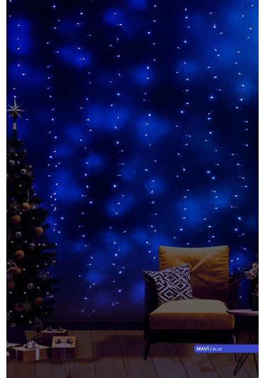 ACK LED Süsleme Işıklı Perde Mavi Işık 220V 23W 2m Mavi