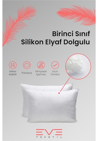 Eve Tekstil 10 adet Pollycotton Kılıflı Silikon Yastık