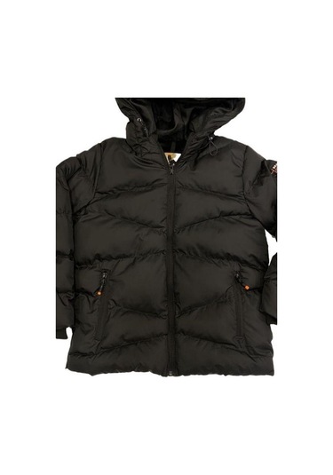 Erkek Çocuk Kapüşonlu Şişme Mont-11053 Siyah