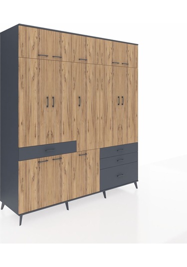 Kronos Dolap 8 Raflı 4 Çekmeceli 3 Askılı 220x59x243 Antrasit-çam/antrasit Atlas Çam/antrasıt Kronos Dolap 8 Raflı 4 Çekmeceli 3 Askılı 220x59x243 Antrasit-çam/antrasit Atlas Çam/antrasıt